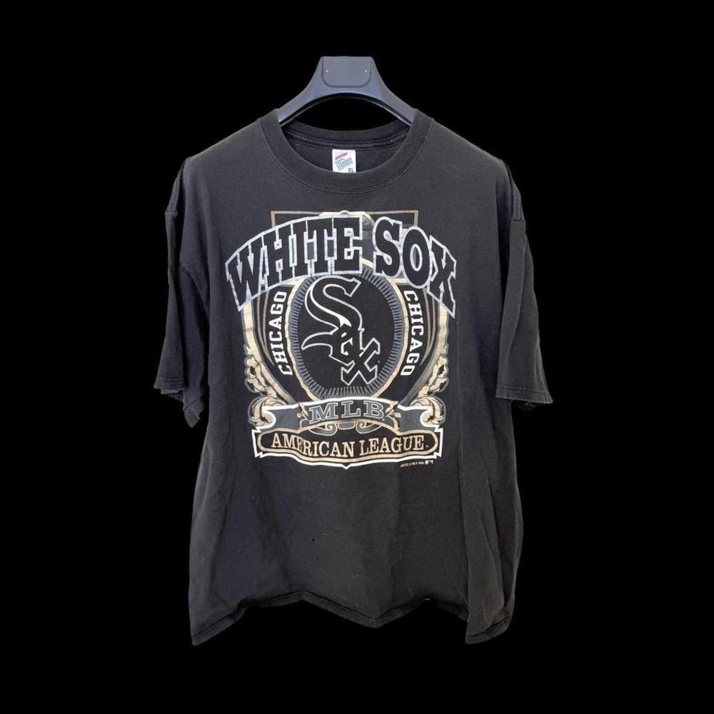 Vintage 80's Chicago White Sox Sz XL Made In USA Faded Distressed Black
